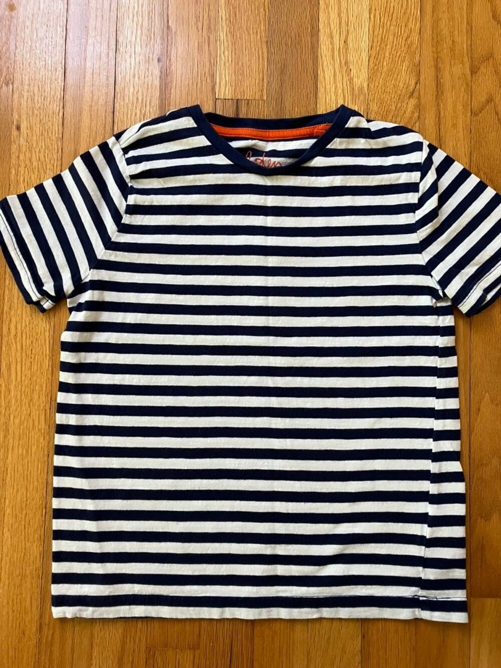 Mini Boden Striped Crew Neck T-shirt Size 9-10Y Kids' Classic Stripes NavyWhite